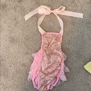Pink and gold sequined romper
